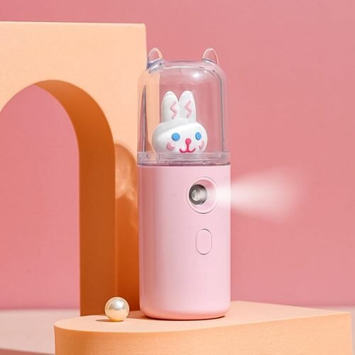 Portable Mini Facial Steamer – USB Rechargeable Nano Mist Sprayer Cute Cartoon Design