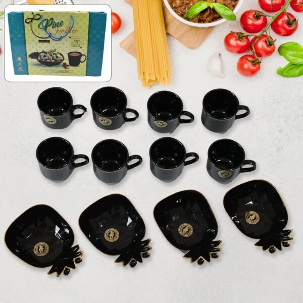 Pine Junction Ceramic Tea / cups / Mug Set Pineapple Shape Serving Bowl (12 Pcs set)