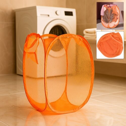 Foldable Pop-Up Mesh Laundry Basket Hamper (1 Pc)