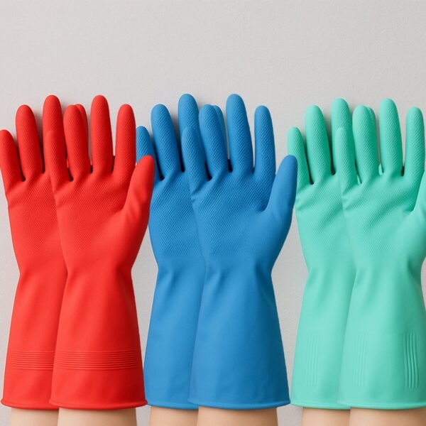 Long Cuff Multipurpose Rubber Cleaning Gloves (1 Pair, Mix Color)