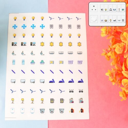 Pack of 10 Sheet Smart Switch Icon Sticker Sheet (10 Sheet, multi Icons)