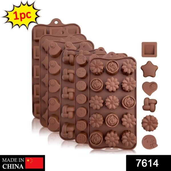 Silicone Food Grade Reusable Non-Stick Multi Shape 15 Cavity Chocolate Mold, Diwali