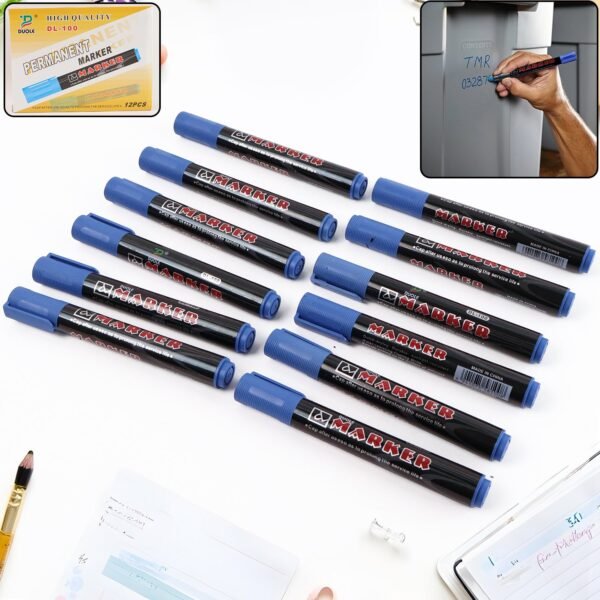 01_bfbde2ea-e8c8-4ab6-9238-66ec4e5228a9.jpg Premium Permanent Blue Marker Pen Set (12 Pc)