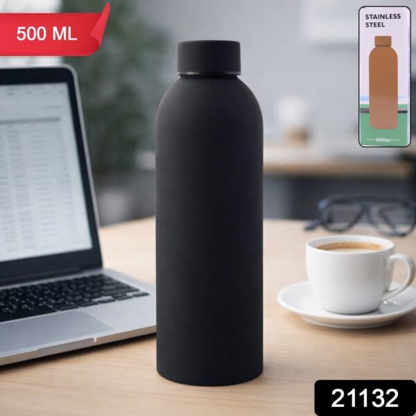 Stainless Steel Double Wall Vacuum-Insulated Drink Water (Black / 500 ML Approx)