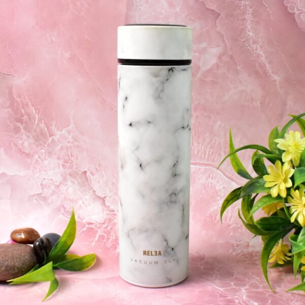Stainless Steel Temperature Insulated Water Bottle With Marble Pattern (500ml Approx)