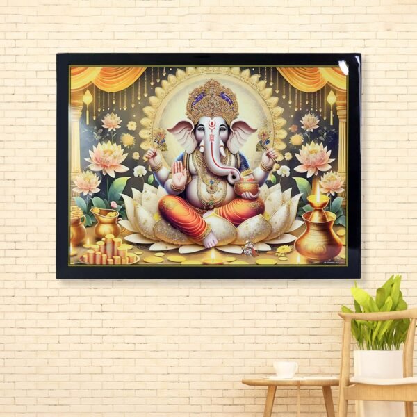 01_d1ef64d2-7620-4b40-a439-030ab540bd9f.jpg Divine Lord Ganesha Wall Painting Wooden Frame Mix Design, 60x45 Cm Approx (1 Pc)