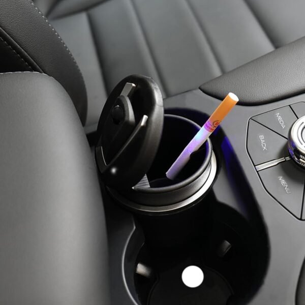 Portable Car Ashtray with Lid and Blue LED Light (1 Pc)