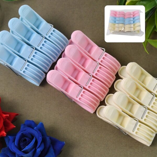 Plastic Cloth Clips (Multicolour) - Pack of 12