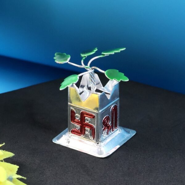 01_d5d48598-7773-4af4-9f88-bb043f881bf4.jpg Tulsi Plant Miniature Idol with Mandir Kalash Base - (1 Pc)