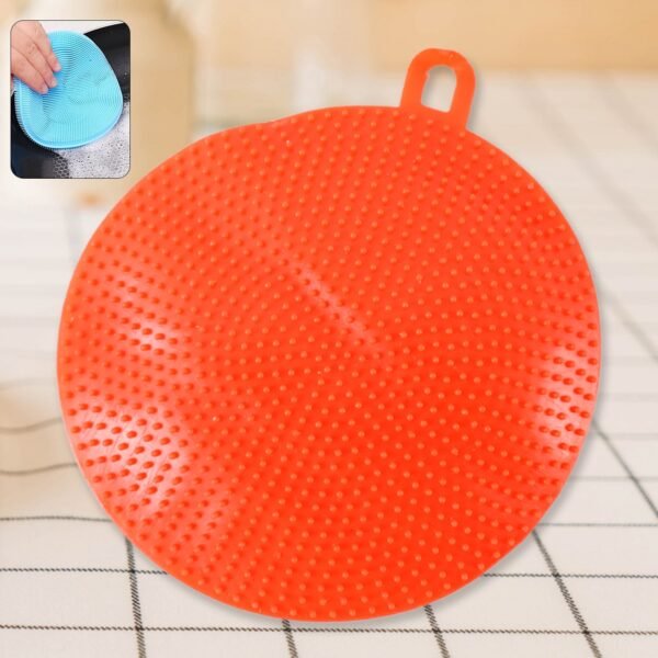Red Silicone Dish Scrubber Sponge Mildew Free, Non Stick, Heat Resistant