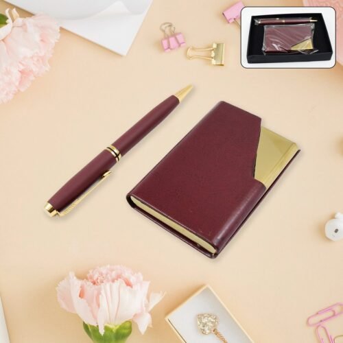 Leather Professional Business Visiting Card Case (2 Pc Set / With Gift Box)