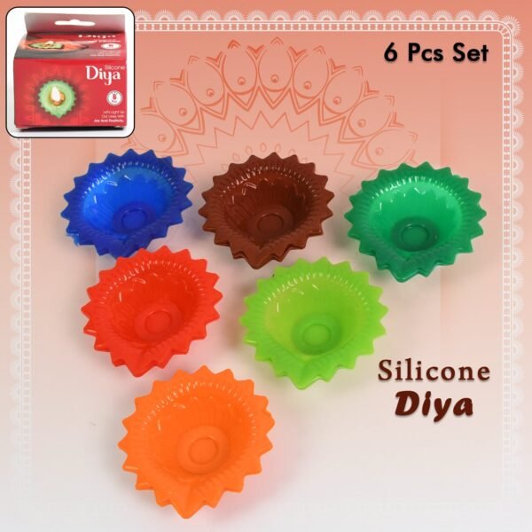 Silicone Diya for Diwali Attractive Design Colourful Diya Combo, Diwali (6 Pcs Set)