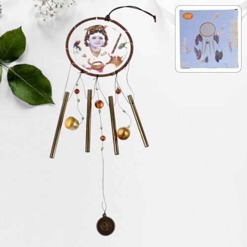 Krishna Medallion Dream Catcher Wind Chime Pendant Wall Hanging - Spiritual Home