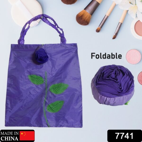 01_dbe65583-ccf4-4f8c-ba47-abdbd9d72edd.jpg Foldable Nylon Shopping Bag (Rose Design): Reusable, Eco-Friendly (1 Pc)