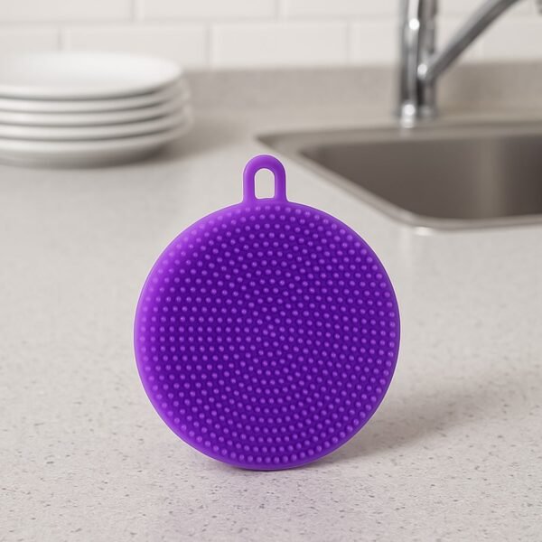 Purple Silicone Dish Scrubber Sponge Mildew Free, Non Stick, Heat Resistant