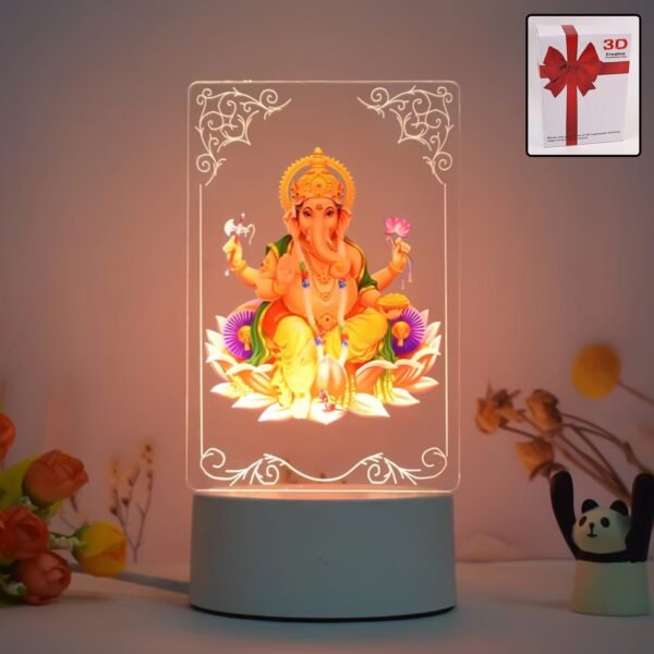 01_dd92c4b0-5e90-4467-80a2-6ba674536579.jpg Beautiful 3D Lord Ganesh Frame with soft white light, Ganesh Ganesha (1 Pc)