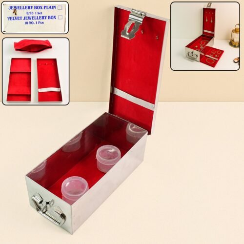 01_e4a09096-de74-4d81-b241-7f6938f115ab.jpg Premium Stainless Steel Velvet Lined Jewellery Storage Box with Lock and Red Interior