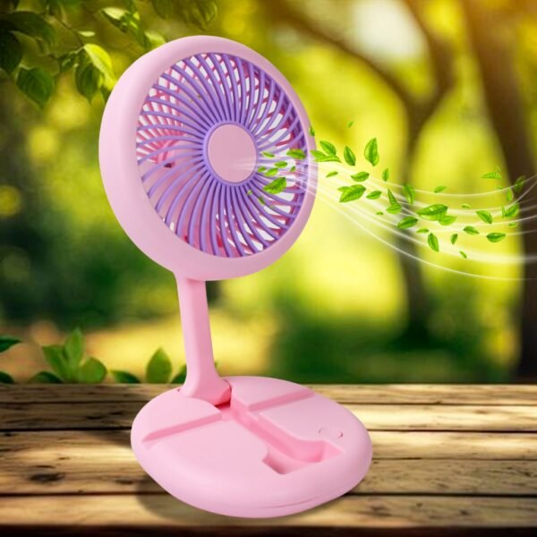 USB Rechargeable Portable Fan with LED Light – Heavy-Duty Foldable Fan