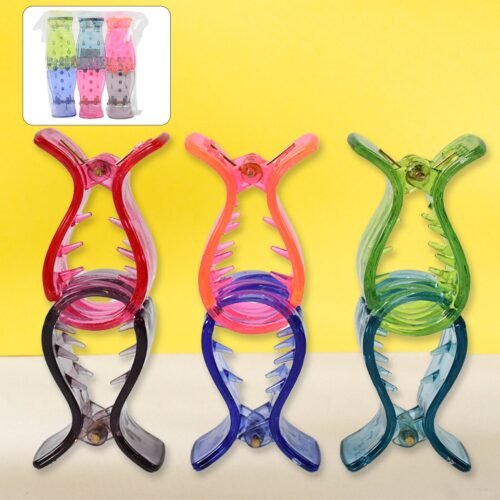 Big Hair Clips Girls Kids Hair Accessories (6 Pcs Set / Transparent)