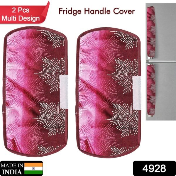 Polyester Fridge Handle Cover Set for Refrigerator Types (2 Pcs, Multi Design)