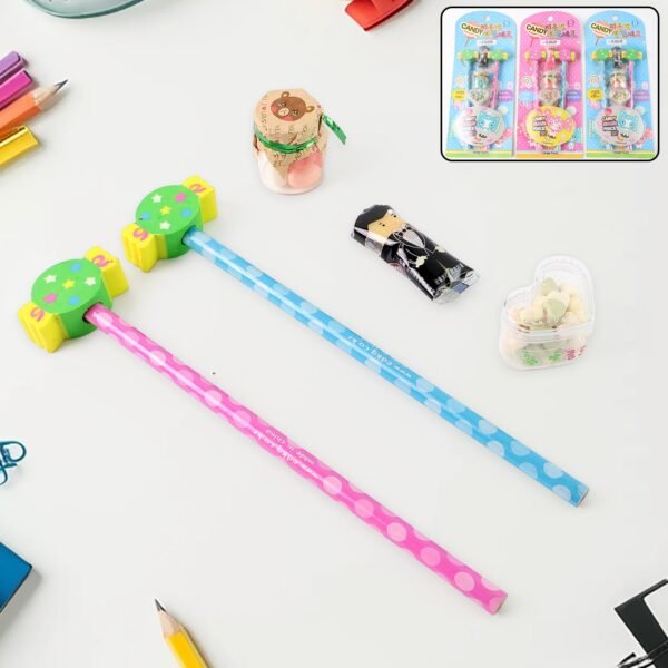 Fun Candy Design Pencil Set with Accessories (1 Set / Mix Design)