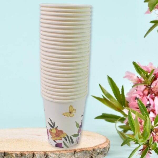 Disposable Paper Cups, Disposable Tea, Coffee Cups (24 Pcs Set / Mix Color & Design)