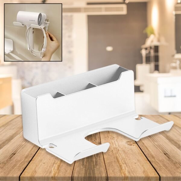 01_ea9e13f8-9dd5-46b2-99fa-5ae1255a4897.jpg 3 Compartment Wall Mount Hair Blower, Hair Dryers Holder (1 Pc)