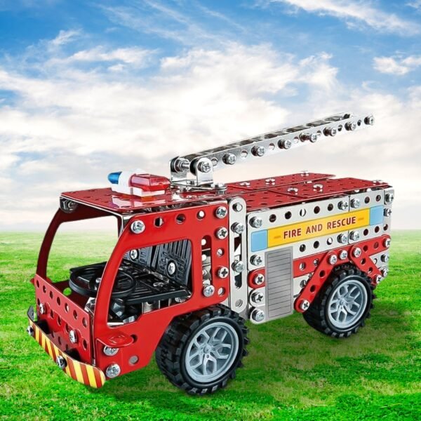 Metal DIY Fire Truck Building Blocks Kids (Fire Truck / 292pcs of truck tool / 1 Set)