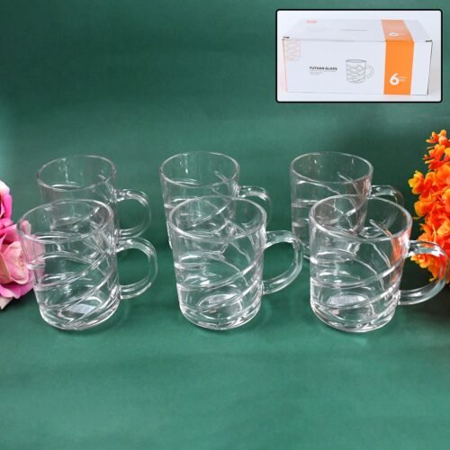 Glass Coffe & Tea Cup / Mug Enjoy Your Drink Style, Water glass (6 pcs Set / 220 ML)