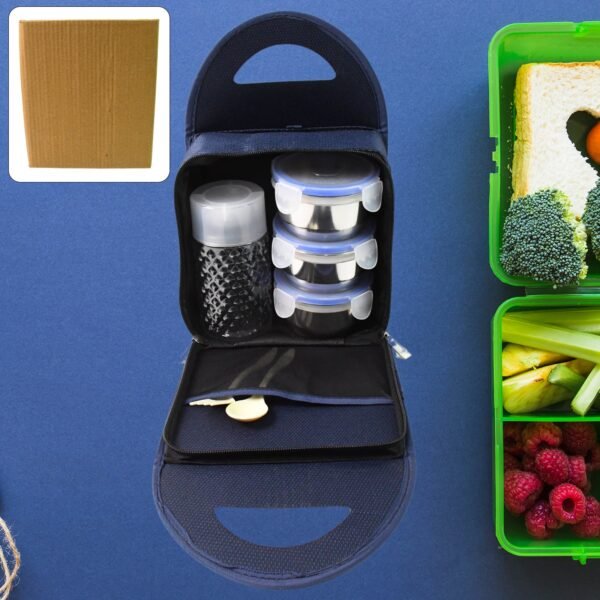 01_ef62dc0e-3e5a-4d91-8e5b-032d5c6161b7.jpg Compact Stainless Steel Airtight Lunch Box Set - 4 pcs (3 Leakproof 1 Bottle)