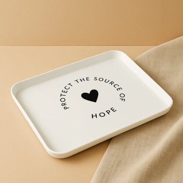 Elegant Printed Plastic Serving Tray with Motivational Quote