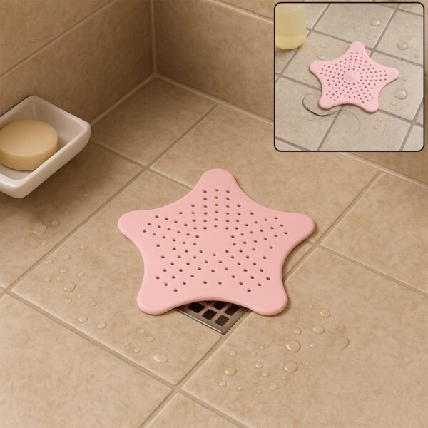 01_f786e372-1c2c-4bdf-830c-45576ee7045b.jpg Baby Pink Silicone Star Shaped Sink Filter Bathroom Hair Catcher Drain Strainers