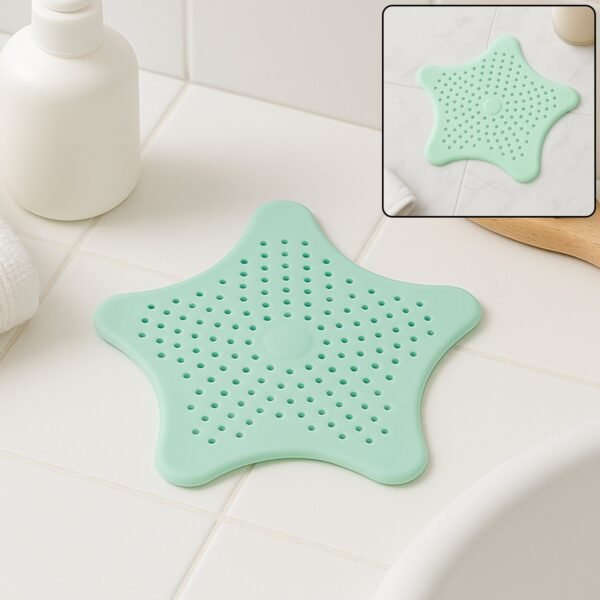 Mint Green Silicone Star Shaped Sink Filter Bathroom Hair Catcher Drain Strainers