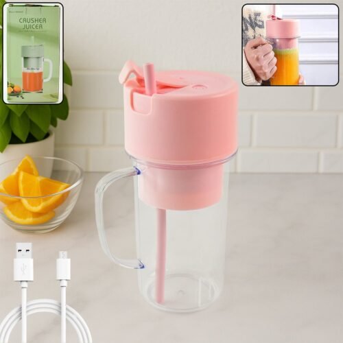 01_fa09768c-35ee-4d4a-9810-15716a1235fb.jpg Portable Crusher Juicer With Handle & Straw, USB Rechargeable Multi Blades (420 ML)