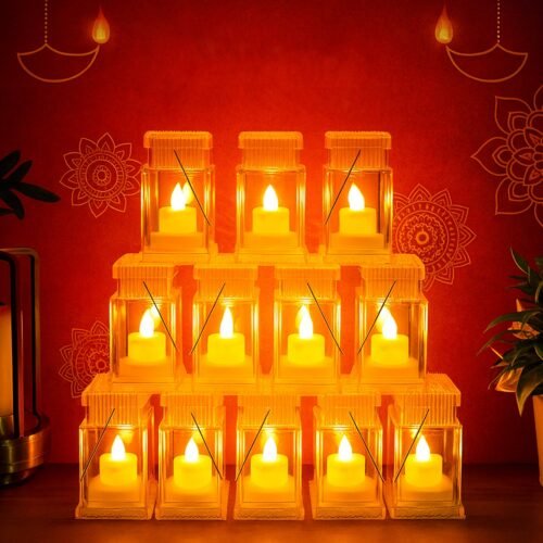 Set of 12 LED Storm Lantern Decorative Lights