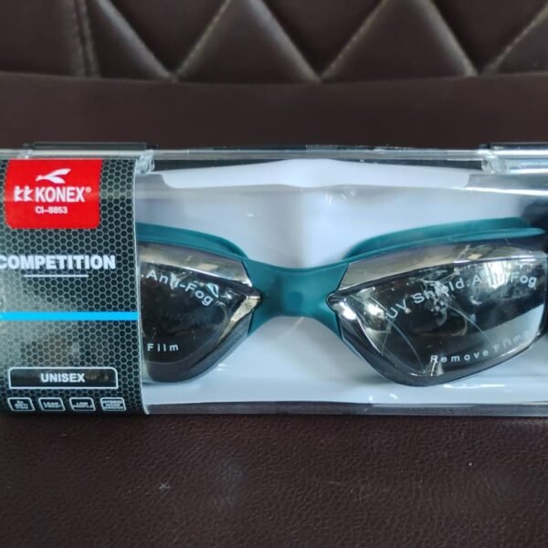 Konex Professional Anti-Fog UV Protection Swimming Goggles Mirrored Lenses and Earplugs