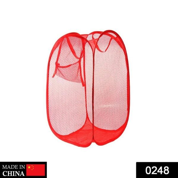 0248.jpg Laundry Hamper Mesh Fabric For Ventilation Foldable Storage Up Clothes Basket
