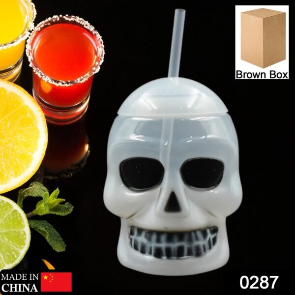 0287.jpg Ghost Face Bottle Water Bottle, Drinking Cup with Lid and Straw(1 Pc)