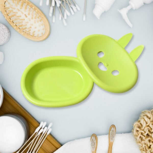 Soap Box  Cute Rabbit Shape Double Bowl Plastic Rack Storage