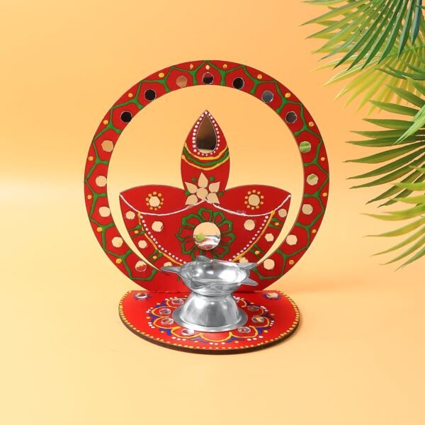 02_06e71a76-bd90-4762-a556-52c2907c9527.jpg Handcrafted Wooden Decorative Diya Stand (1 Pc)