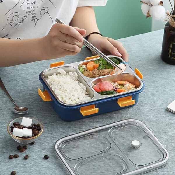 02_0a2c8a77-88df-4066-a4df-540b4be1b836.jpg 3 Compartment Transparent Stainless Steel Lunch Box with Spoon & Chopsticks (1 Set)