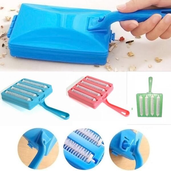 Plastic Handheld Carpet Roller Brush Cleaning with Dust Crumb Collector, Wet