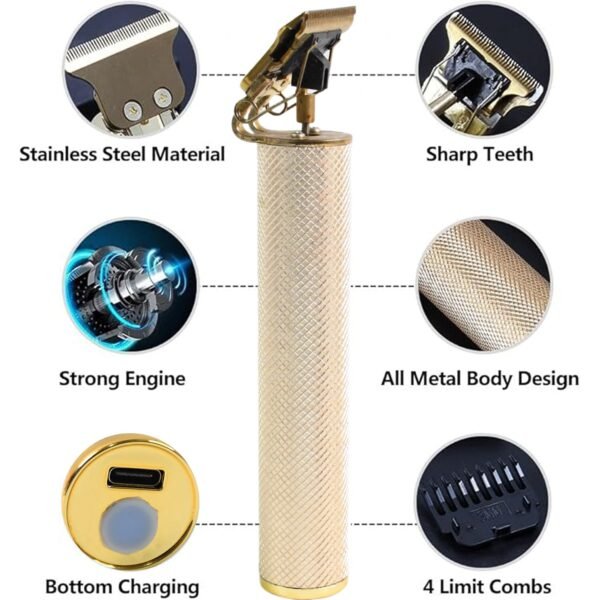 Men’s Hair Trimmer & Beard Clipper with 4 Adjustable Blades & Cleaning Brush