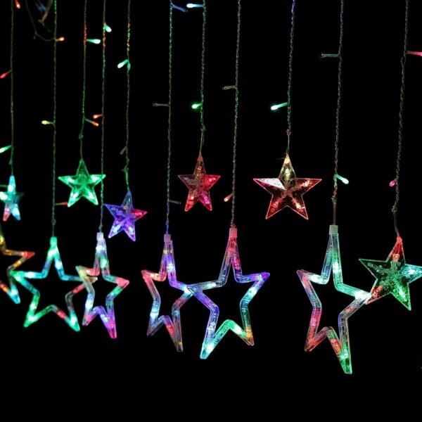 12 Stars LED Curtain String Lights with 8 Flashing Modes (Multicolor / With Box)