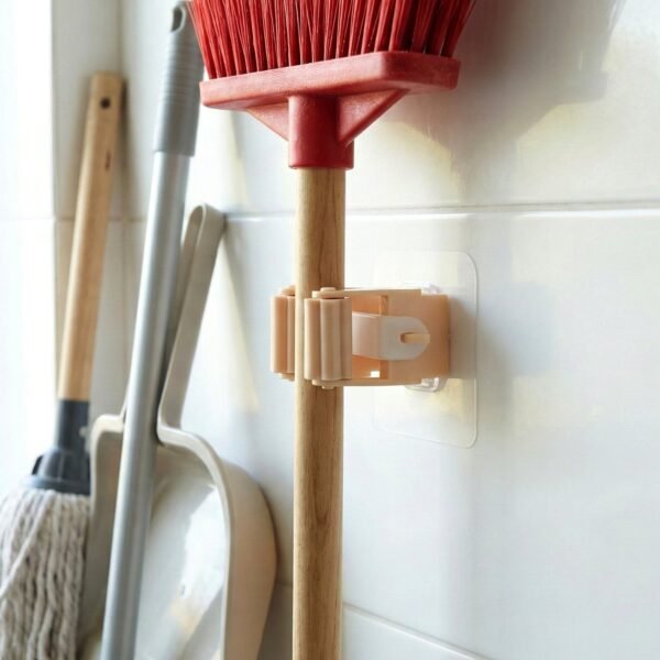 Wall Mounted Self-Adhesive Mop and Broom Holder (1 Pc)