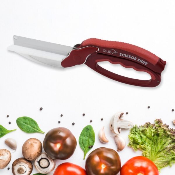 2-in-1 Kitchen Scissor – Spring Locking Knife & Chopping Board (1 Pc)
