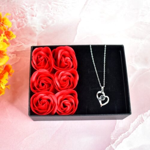 Rose Flower Gift Box, Handmade Eternal Rose I Love You Necklace, Valentine's Day