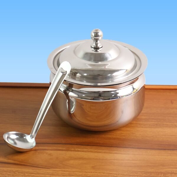 02_15bc39bb-c5d8-4e92-8602-85dfb9000bb1.jpg Premium Stainless Steel Ghee Pot (1 Set)