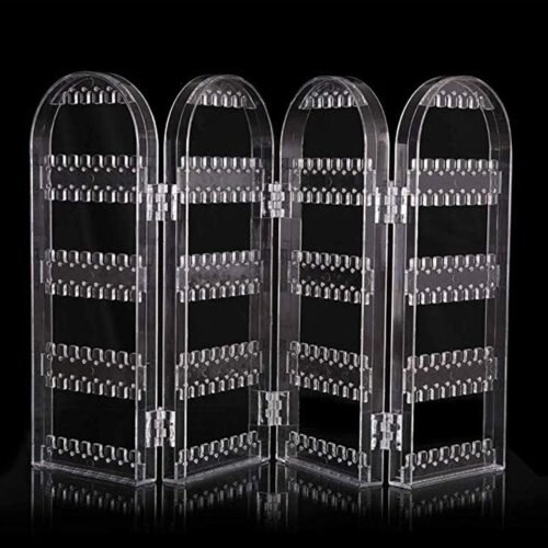 02_18ea174f-0df4-41f8-8422-8674ba69a375.jpg 4 Folding Storage Hanger Acrylic Earring Screen Holder Display Stand Clear (1 Set)