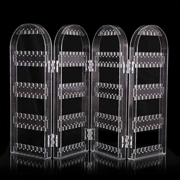 4 Folding Storage Hanger Acrylic Earring Screen Holder Display Stand Clear (1 Set)